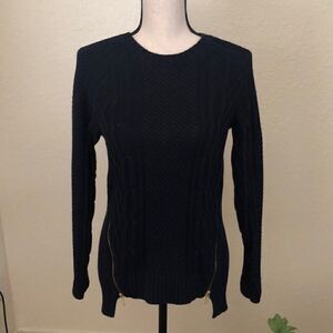CAbi Navy Cable Front Sweater